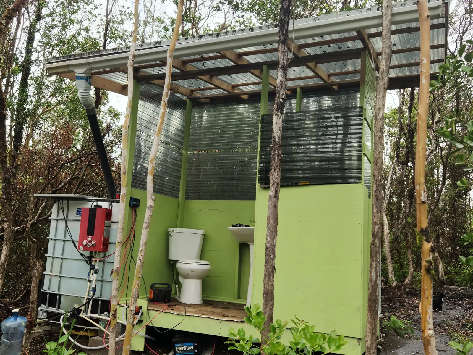 Jungle bathroom at FlashTown, built above the lava tube geology